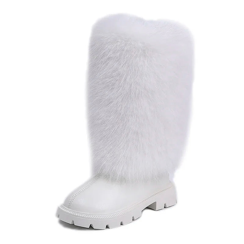 Bottes hautes enfants chaud princesse bottes en cuir semelles souples