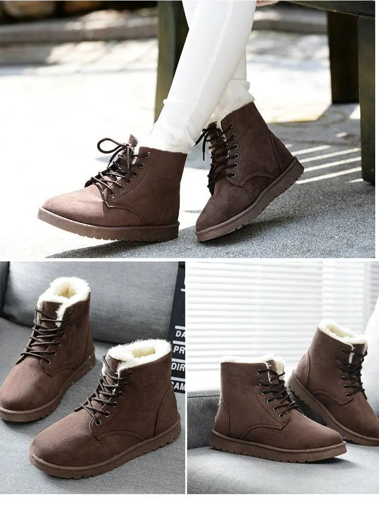 Bottes chaudes d’hiver à lacets