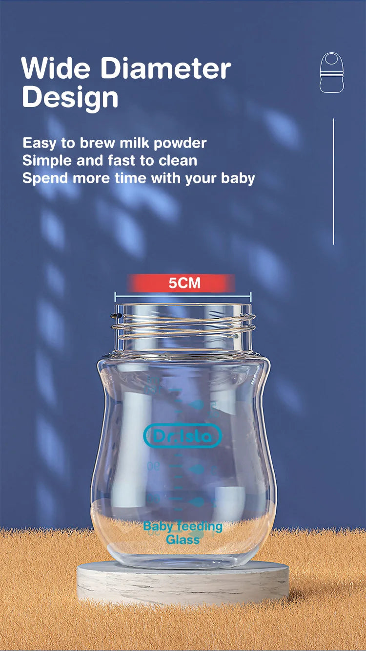 Biberon en verre pour nouveau-né, alimentation au lait pour bébé, sans BPA, 160ml, Rose , Blue