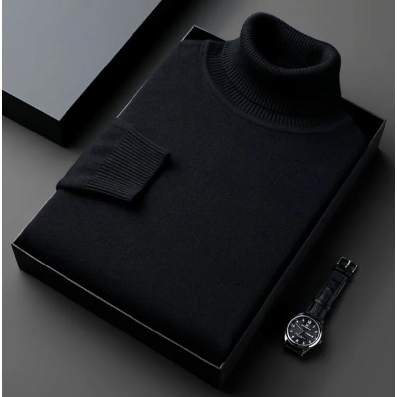 Sweatwear Hommes Anti-boulochage Haute Qualité Tricoté Pull À Col Roulé Slim Fit À Manches Longues