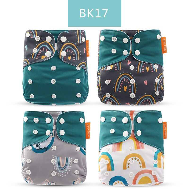 Happyflute 2022 New Fashion Style Baby Nappy 4pcs/set Diaper Cover Waterproof&Reusable Cloth Diaper