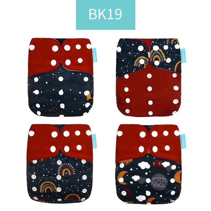 Happyflute 2022 New Fashion Style Baby Nappy 4pcs/set Diaper Cover Waterproof&Reusable Cloth Diaper