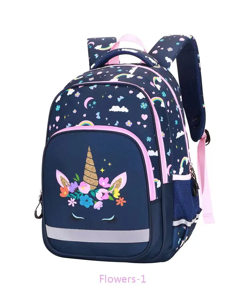 Cartable Fille Primaire Sac à Dos Enfant, 3 en 1 Sac à Dos Scolaire avec Sac à Lunch et Trousse