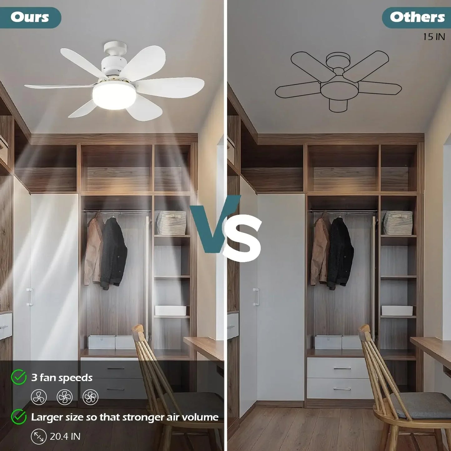 Plafonnier LED avec fonction de gradation à distance, 85-265V, 30W ventilateur de plafond, adapté au salon, au bureau,mison