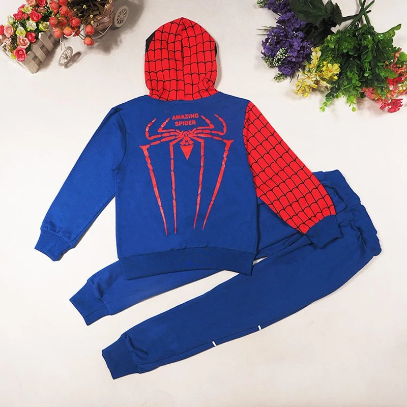 Dessin animé super-héros enfants costume bébé garçon vêtements ensemble printemps manteau enfant pantalon 2pcs pas cher