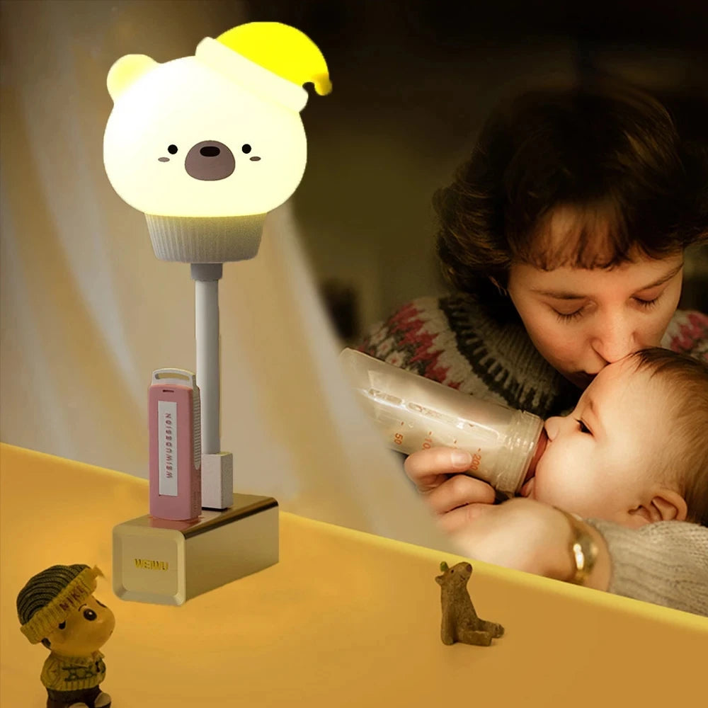 Veilleuse LED mignon dessin animé lampe de nuit poussin chaton télécommande pour bébé enfant chambre décor lampe de chevet
