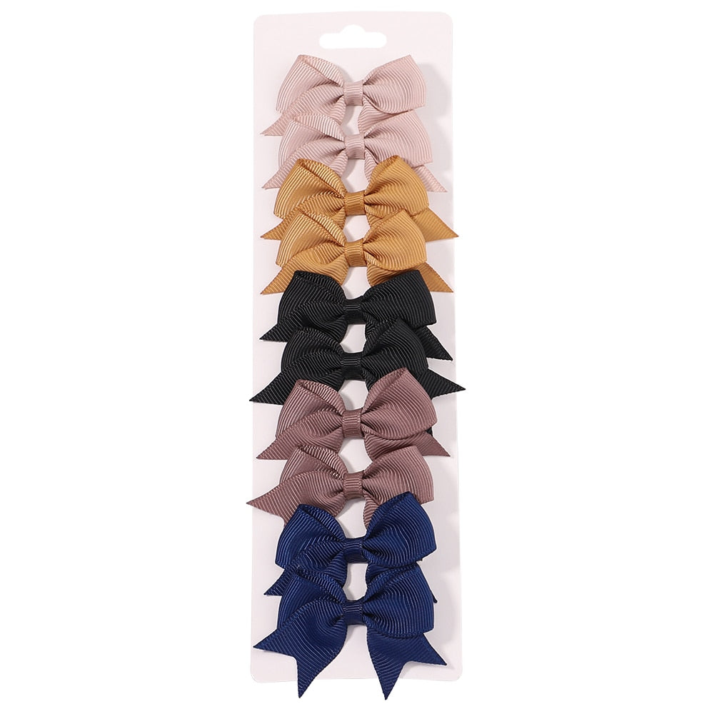 Lot de 10 Barrettes à cheveux avec ruban solide pour petites filles.