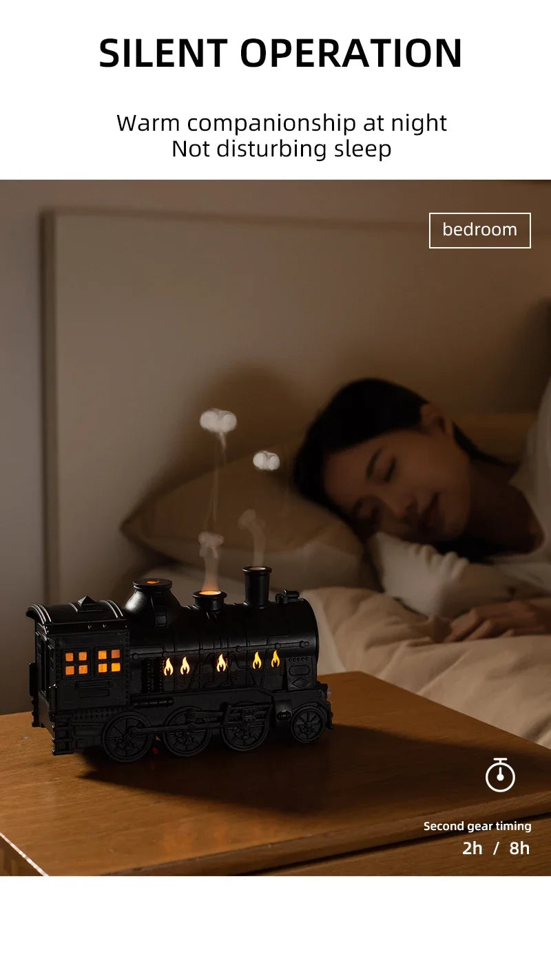 Humidificateur d'air en forme de train, diffuseur d'arômes avec lumière, parfum pour bureau à domicile; Noel