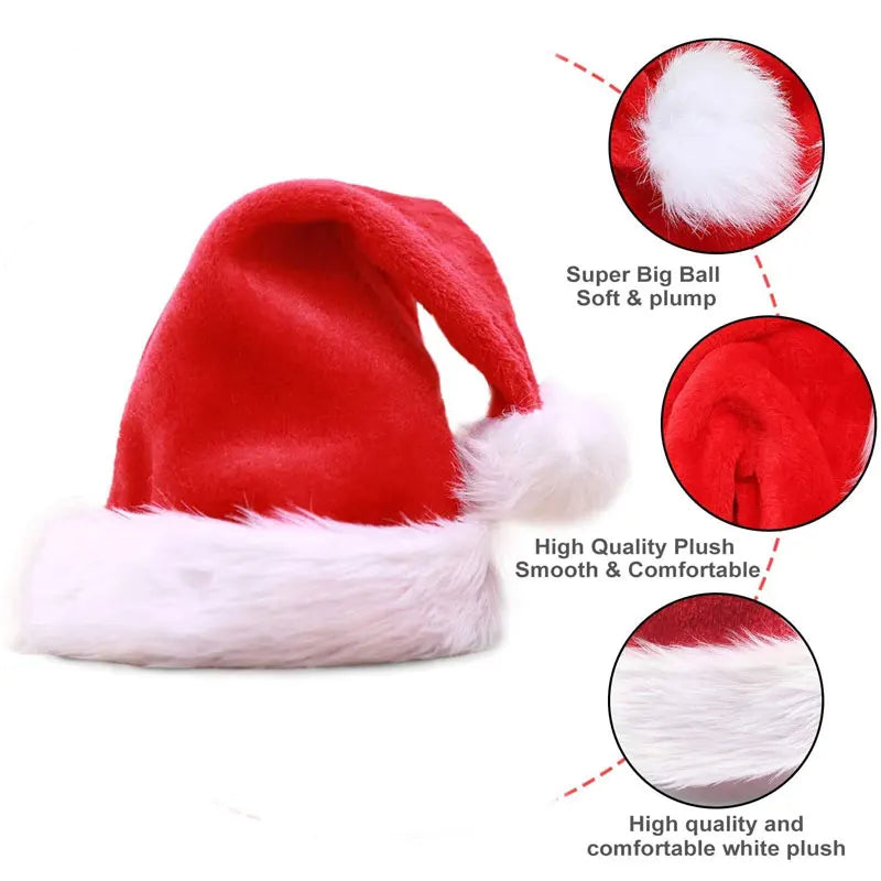Chapeau de Noël Rouge Pour Adultes Et Enfants