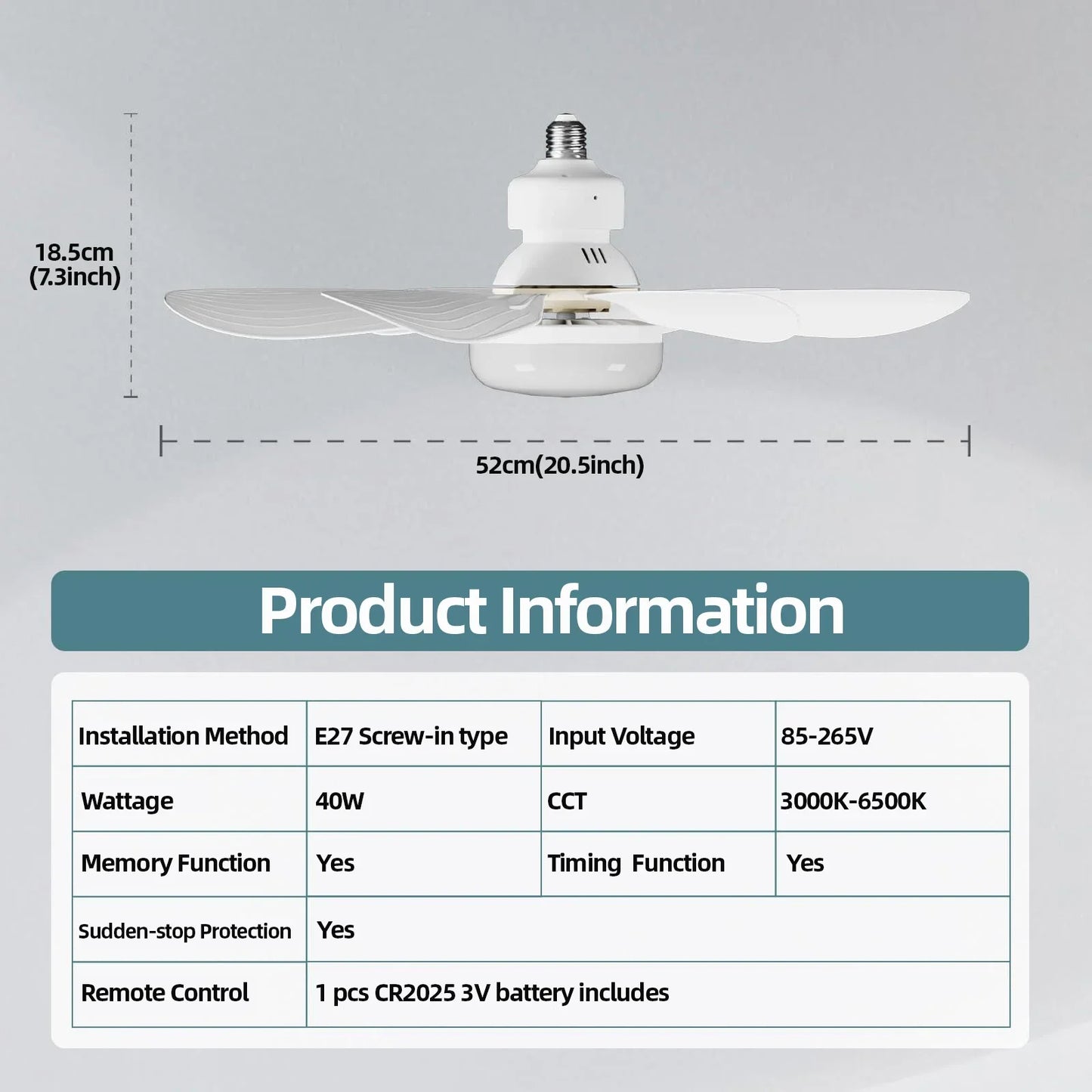 Plafonnier LED avec fonction de gradation à distance, 85-265V, 30W ventilateur de plafond, adapté au salon, au bureau,mison