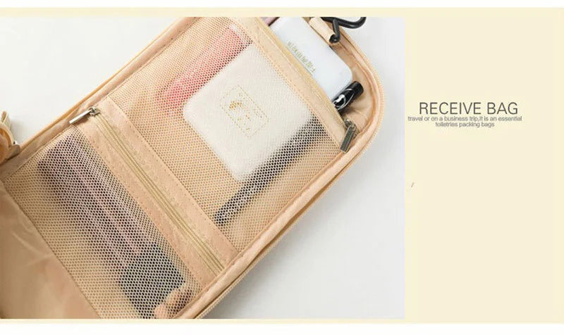 Nouveau Sac Organisateur De Maquillage De Voyage En Nylon Femmes Sac Cosmétique Suspendu Voyage Maquillage Sacs De Lavage Trousse De Toilette Organisateur
