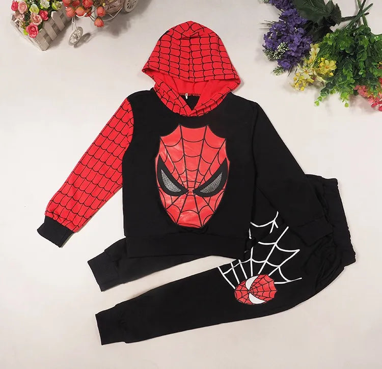 Dessin animé super-héros enfants costume bébé garçon vêtements ensemble printemps manteau enfant pantalon 2pcs vêtements costume fille sweats à capuche pantalon pas cher