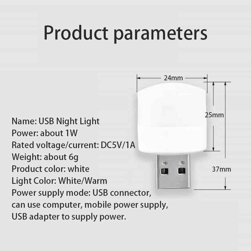 Veilleuse LED avec prise USB.