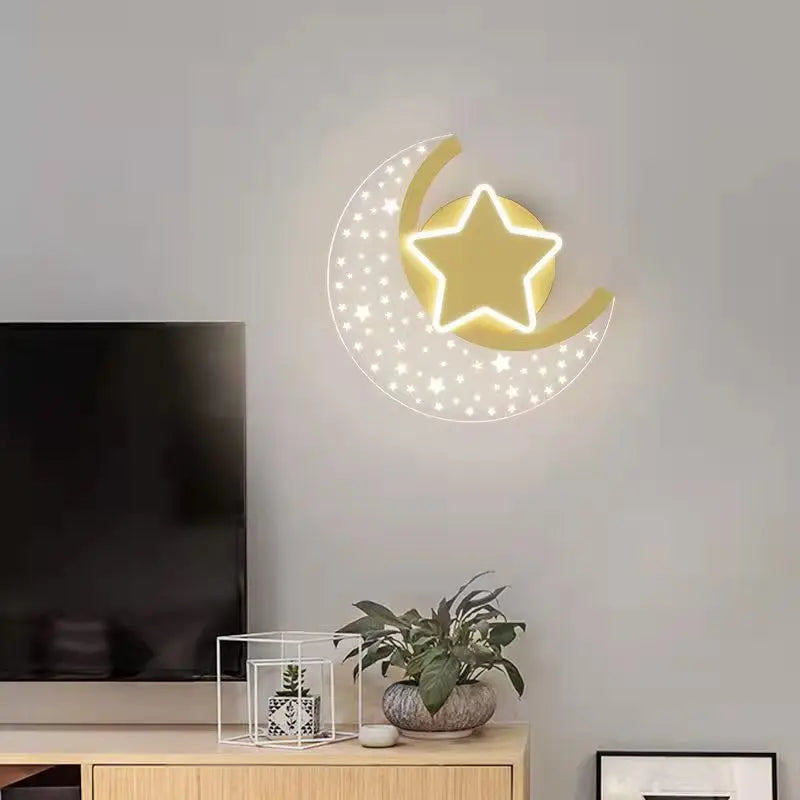 Applique Murale en Acrylique en Forme de Lune et Étoile, Luminaire Décoratif , Chambre d'Enfant ou un Bébé