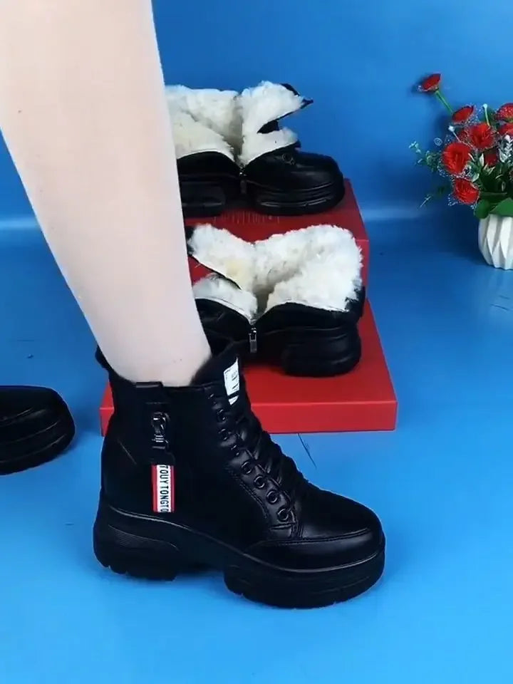 Bottes en cuir Ă plateforme haute pour femmes
