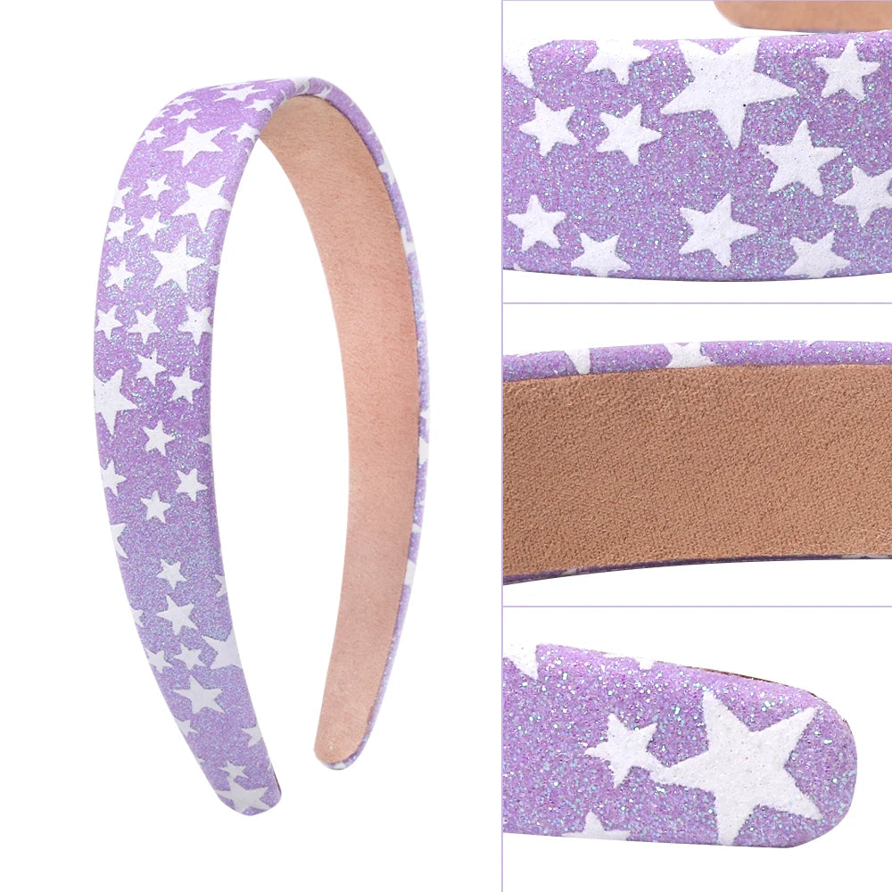 Bandeaux larges à motif étoile scintillante, cadeaux de fête pour enfants, accessoires pour cheveux, 2.5cm
