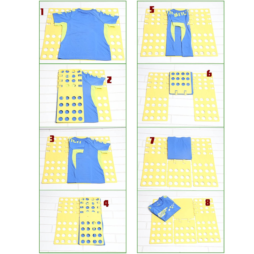 Planche pliante de vêtements.