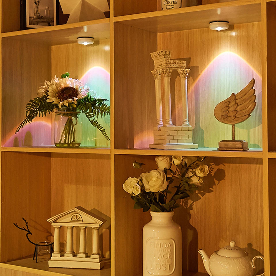 Lampe de coucher de soleil sans fil Veilleuse Projecteur Deoration Maison Applique Murale Lumières Pour Salle Cuisine Armoire D’affichage