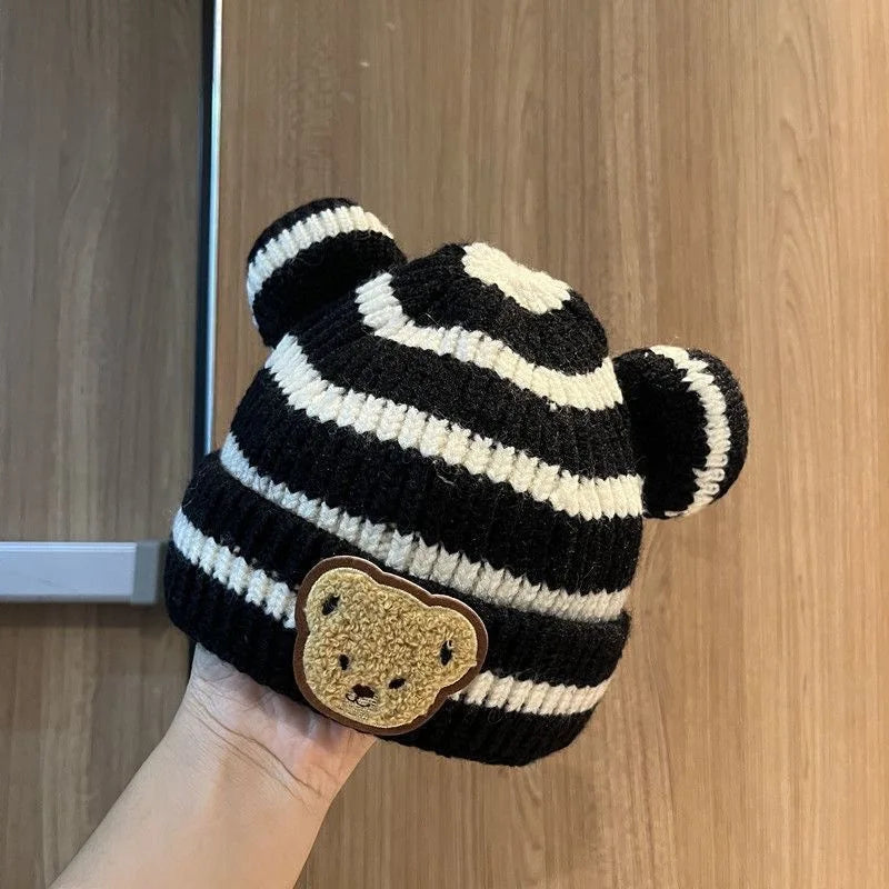 bonnet-bebe-hiver-en-maille-ourson-soldes-beige-fonce-fort