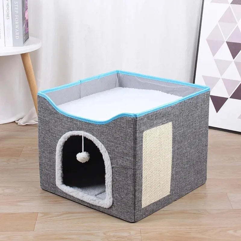 maison-pour-chat-gris-practique-confortable-pas-cher