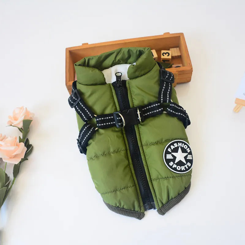 manteau-pour-chien-cadeaux-gratuit-ceinture-de-securite-vert