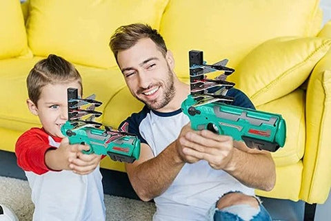 pistolet-avion-lanceur-avionjouet-blue-facila-a-jouer-famille