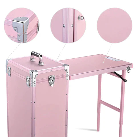 table-de-manucure-roulante-rose