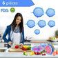 6-Pieces Bleu Couvercles De Bol Silicone