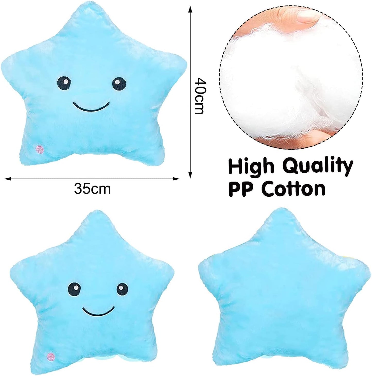 Shengruili Peluche Coussin, LED étoiles Oreiller Peluche Coussin, Coussins Peluche pour Enfants, Coussin Lumineux, Coussin Lumineuses, Peluche Douce Coussin, Coussin en Super Doux, Coussin Décoratif 40*35