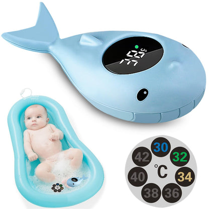 Thermomètre de bain pour bébé - Thermomètre numérique pour la baignoire - Avec modélisation BlauWal et écran tactile LED - Sécurité enfant - Pour les tout-petits