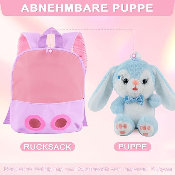 Fanelod Cartable préscolaire,Sac à Dos Scolaire pour Filles | Cartable Ours en Peluche, Jouets Mignons pour Filles Garçons, Sac à Dos pour Voyage, Pique-Nique, Garderie, Crèche