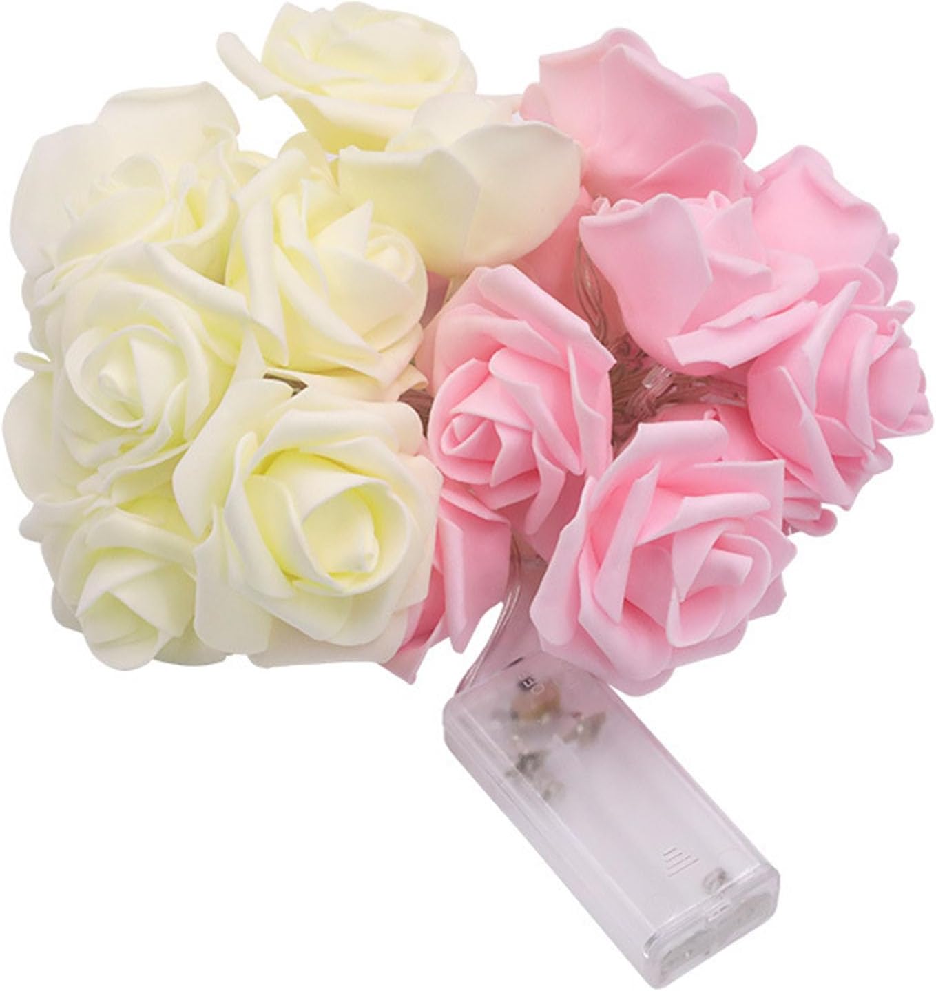 Guirlande lumineuse rose rose pour chambre à coucher Lumière LED fleur à piles pour l’extérieur romantique maison