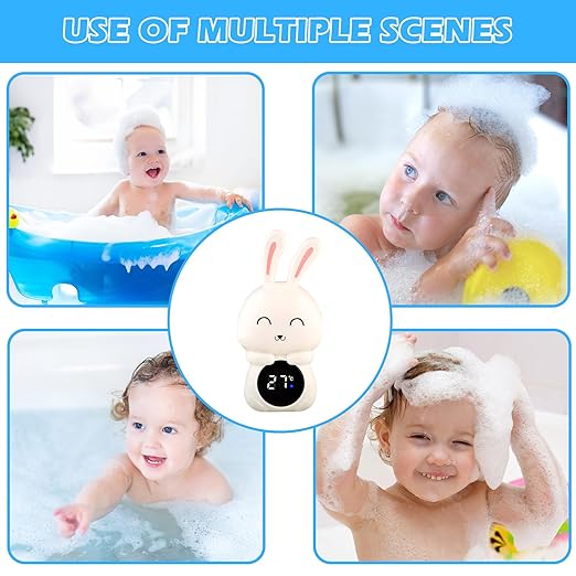 Thermomètre de bain numérique pour bébé, thermomètre de bain avec écran tactile LED, thermomètre de bain lapin pour enfants et bébés pour mesurer la température de l'eau et jouer dans la baignoire Blanc