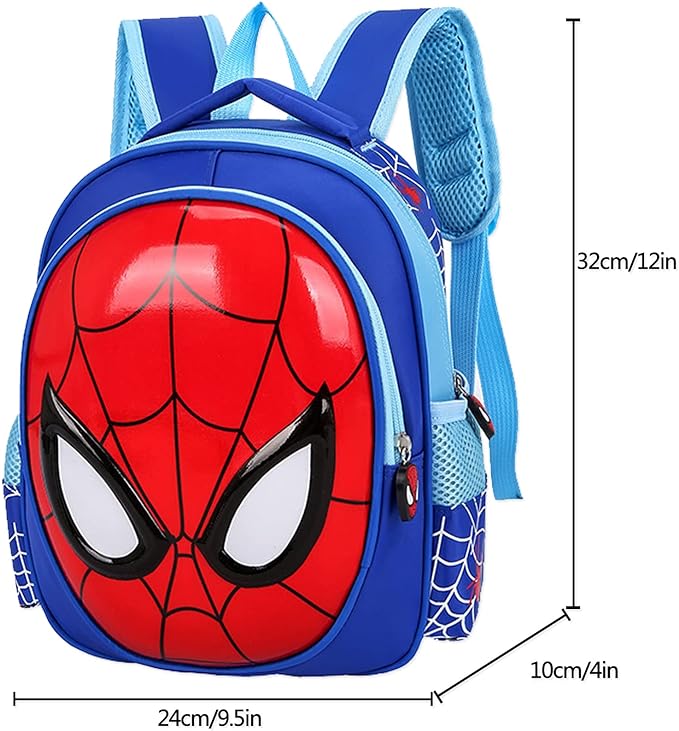 Sac à dos pour enfant Spiderman - Grande capacité - Design 3D - Spider-Man - Poche latérale en maille pour contenir des bouteilles d'eau, rouge, S