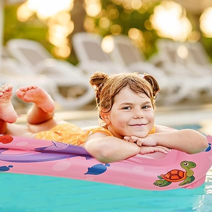 Siège flottant gonflable de piscine pour enfants, anneau de natation de dessin animé, hamac de piscine circulaire rose