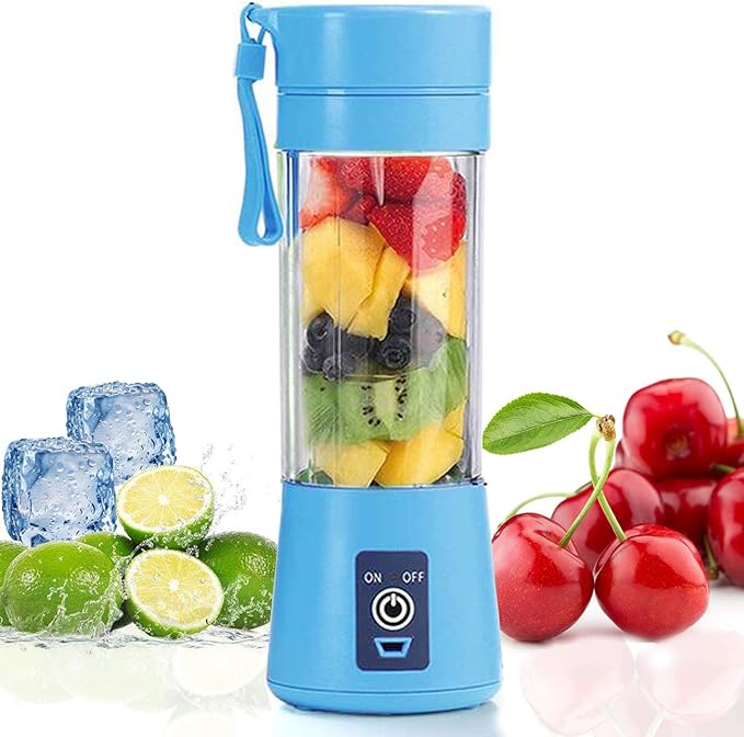 Blender Portable Fresh Juice Blender Mixeur Smoothie USB Rechargeable Mixer Blender pour Fresh Juice Smoothie Shakes Bébé Presse Fruits Portatif de Voyage à Domicile (Blue)