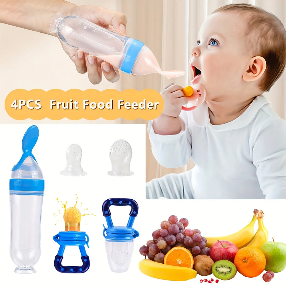 4 Piéces Cuillères en silicone pour l'alimentation des enfants, cuillère bébé, biSantos, compte-gouttes, médecine, tout-petit, couverts, ustensiles, accessoires pour enfants