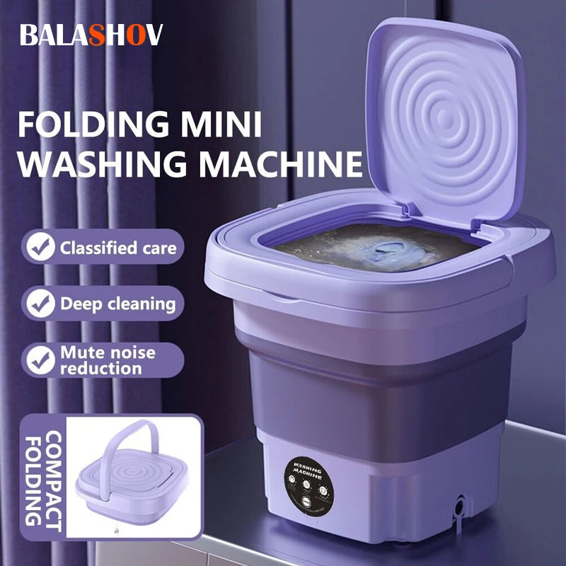 Machine a laver Portable Violet pliable avec centrifugeuse 8l 220V Mini-linge automatique pour chaussettes sous-vetement Balachov