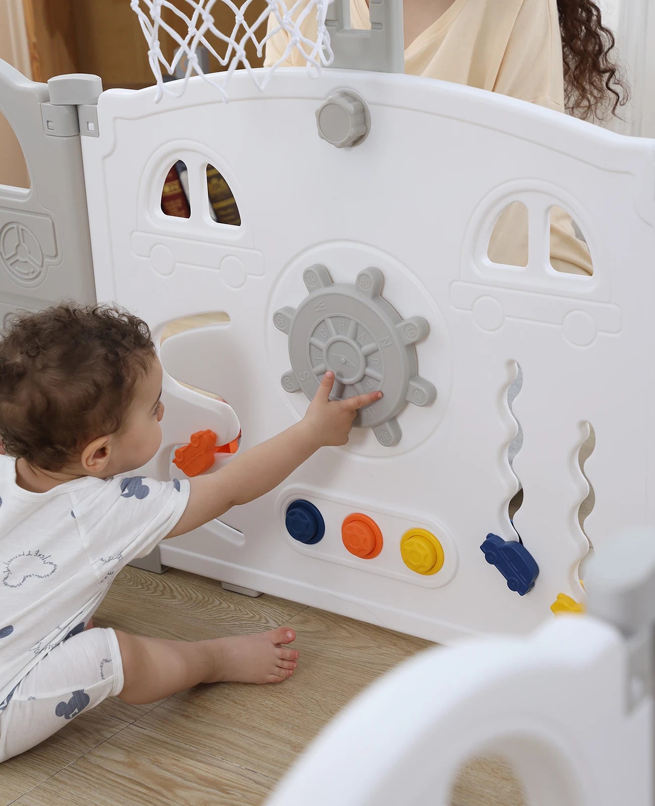 UBRAVOO-Parc pliable pour bébé avec panier de basket-ball, clôture de stylo de jeu pour tout-petits et bébés, 14 panneaux, 50 pièces; meilleur cadeaux