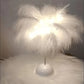 Lampe de table créative en plumes d'arbre à lumière blanche chaude