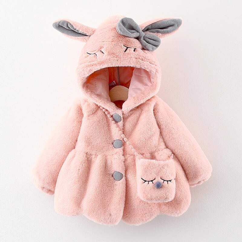 Manteau Peluche En Capuche Avec Sac à Main Dessin Lapin