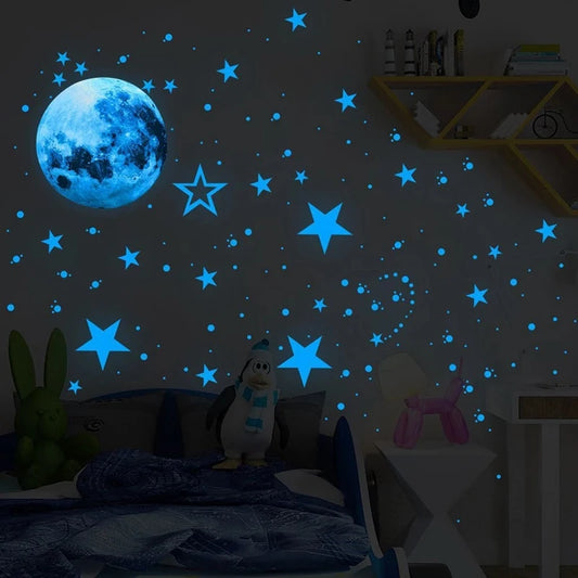 435Pcs Glow Stars Decals Glow Stars Stickers muraux Étoiles de plafond brillent dans le noir pour la décoration murale, décoration de chambre de bébé et de salon (vert)