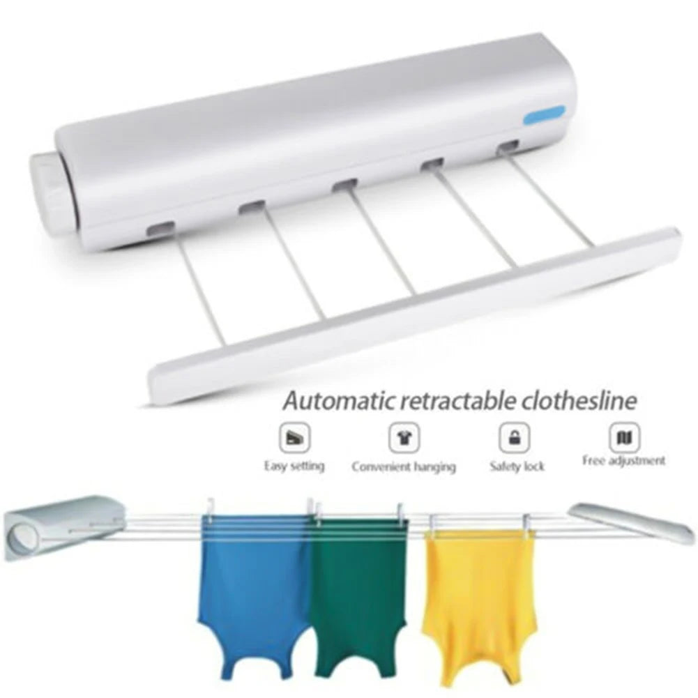 Corde à Linge Rétractable, Corde à Linge Portable Murale Compacte pour Usage Intérieur ou Extérieur  4-5 Fils