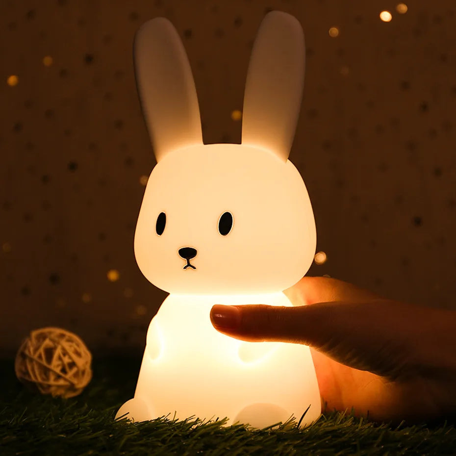 Veilleuse lapin en silicone pour chambre d'enfant, lampe lapin mignonne, cadeaux pour filles et garçons