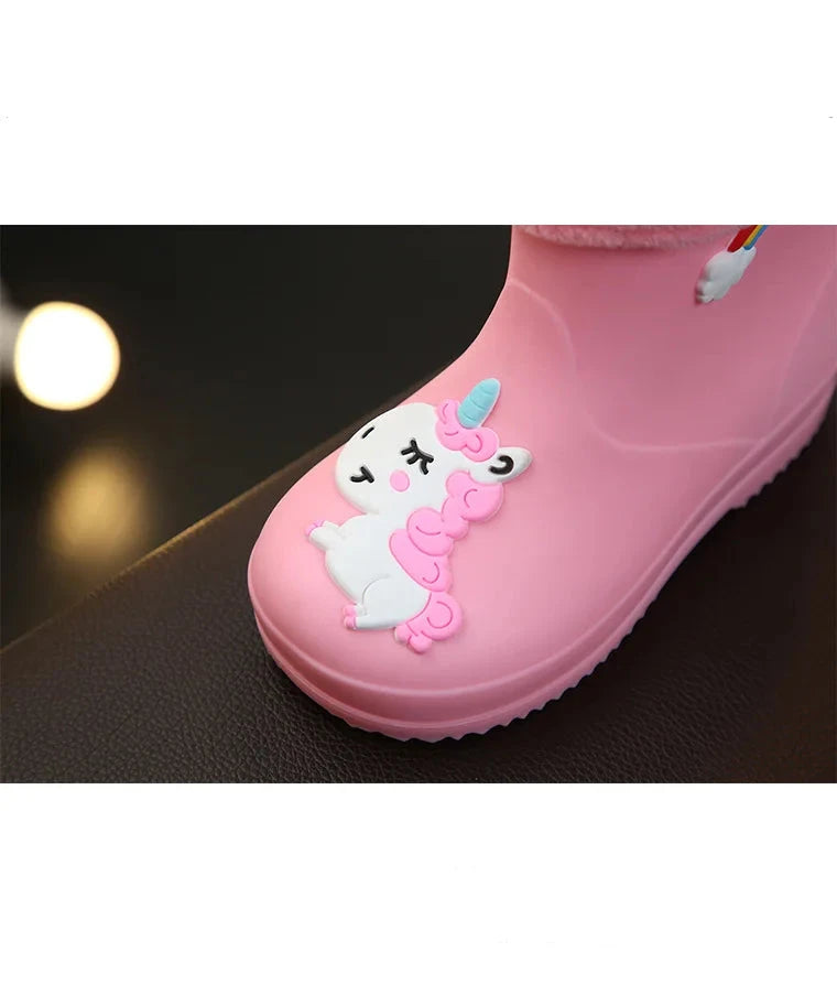 Bottes de Pluie en Caoutchouc pour Fille, Chaussures Chaudes en PVC 26 au 30