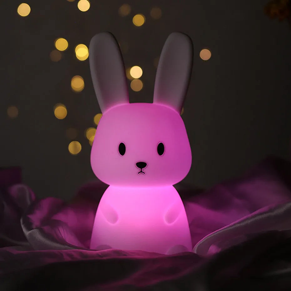 Veilleuse lapin en silicone pour chambre d'enfant, lampe lapin mignonne, cadeaux pour filles et garçons