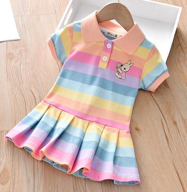 Soldes -50 % Robe à col rabattu pour petite fille, vêtement à la mode, collection printemps-été