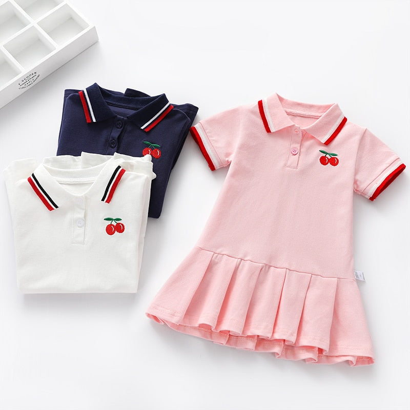 Soldes -50 % Robe à col rabattu pour petite fille, vêtement à la mode, collection printemps-été