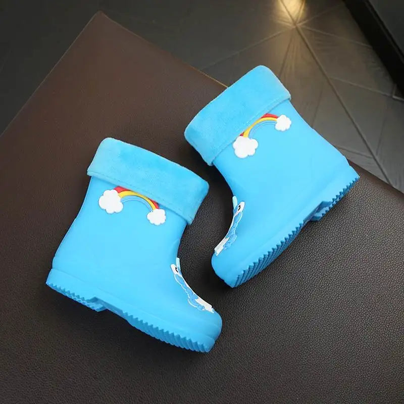 Bottes de Pluie en Caoutchouc pour Fille, Chaussures Chaudes en PVC 26 au 30