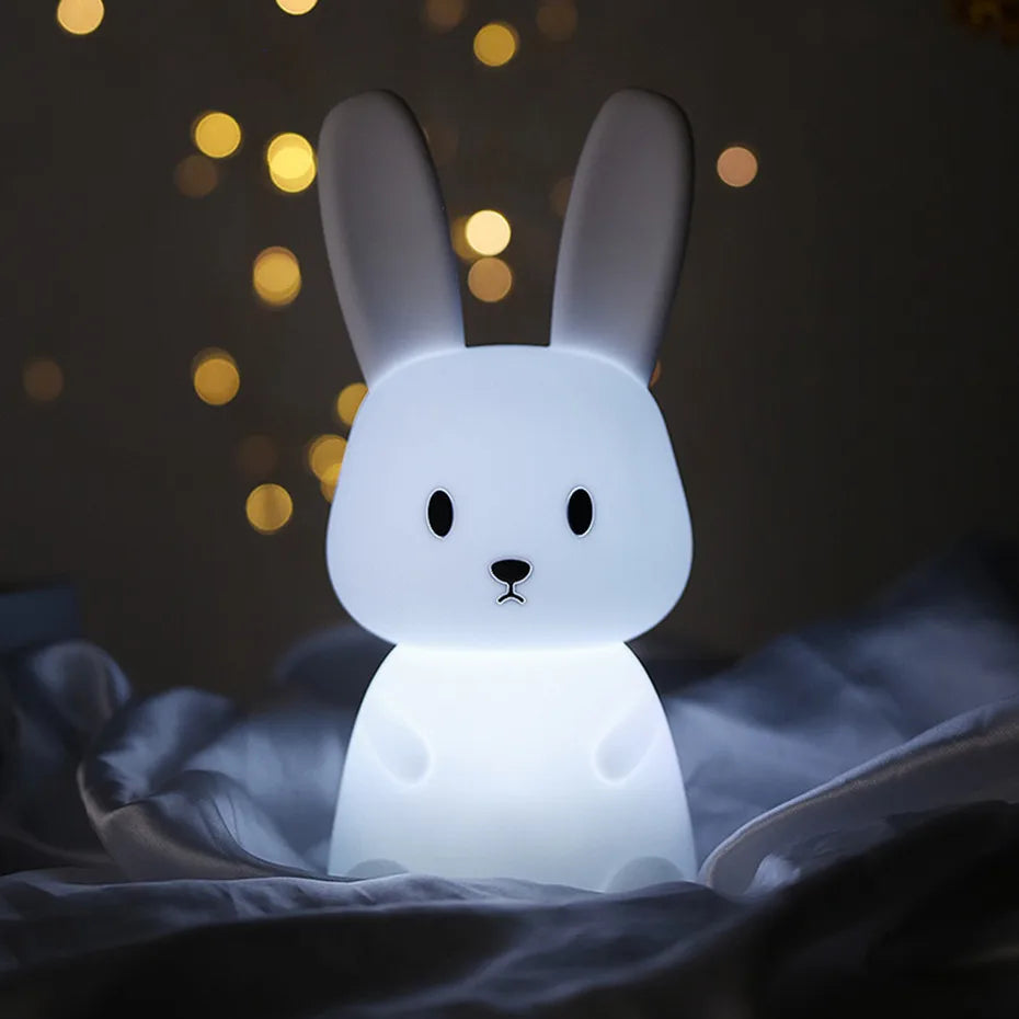 Veilleuse lapin en silicone pour chambre d'enfant, lampe lapin mignonne, cadeaux pour filles et garçons